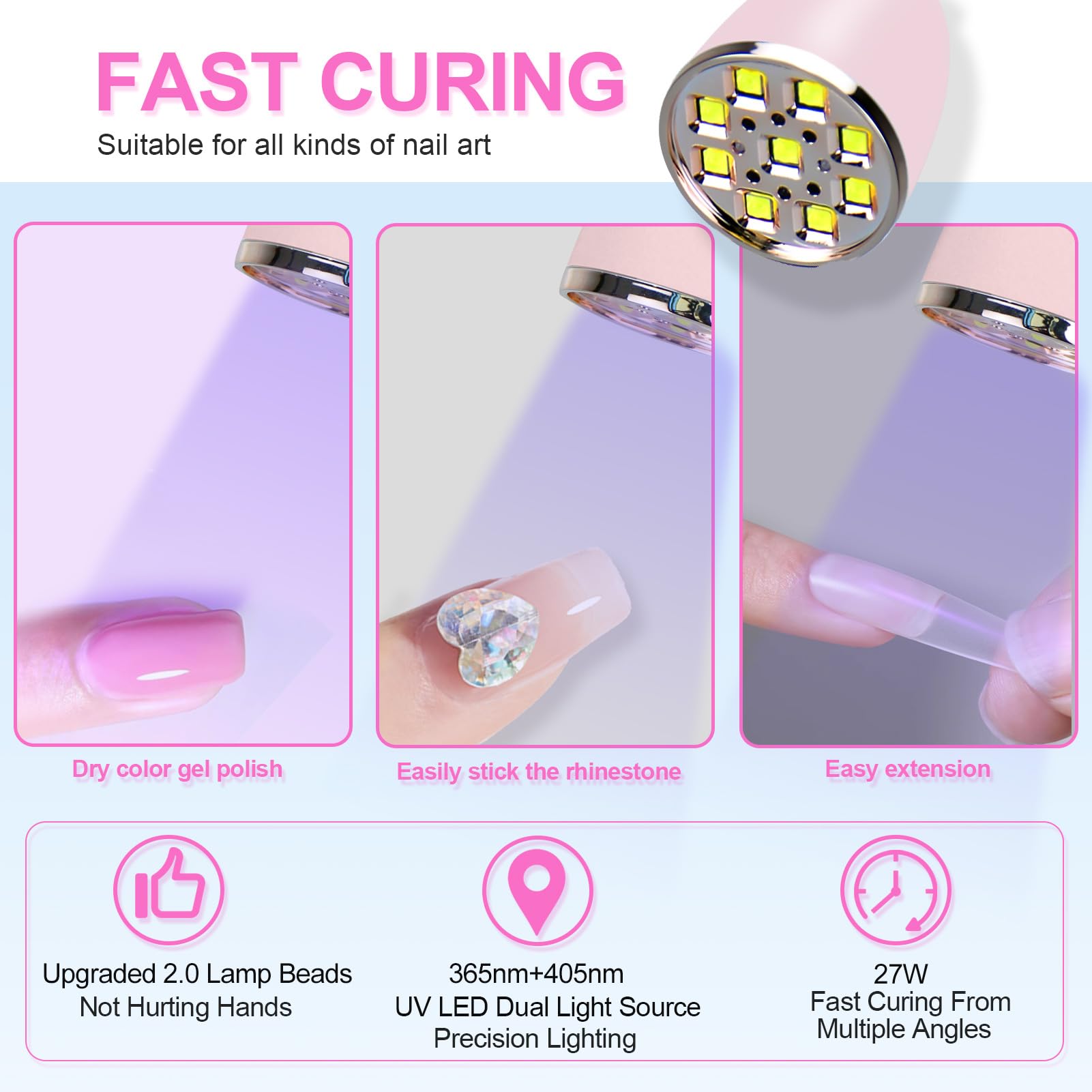 Mnhty nail lamp optimized for Gel X and gel nails
