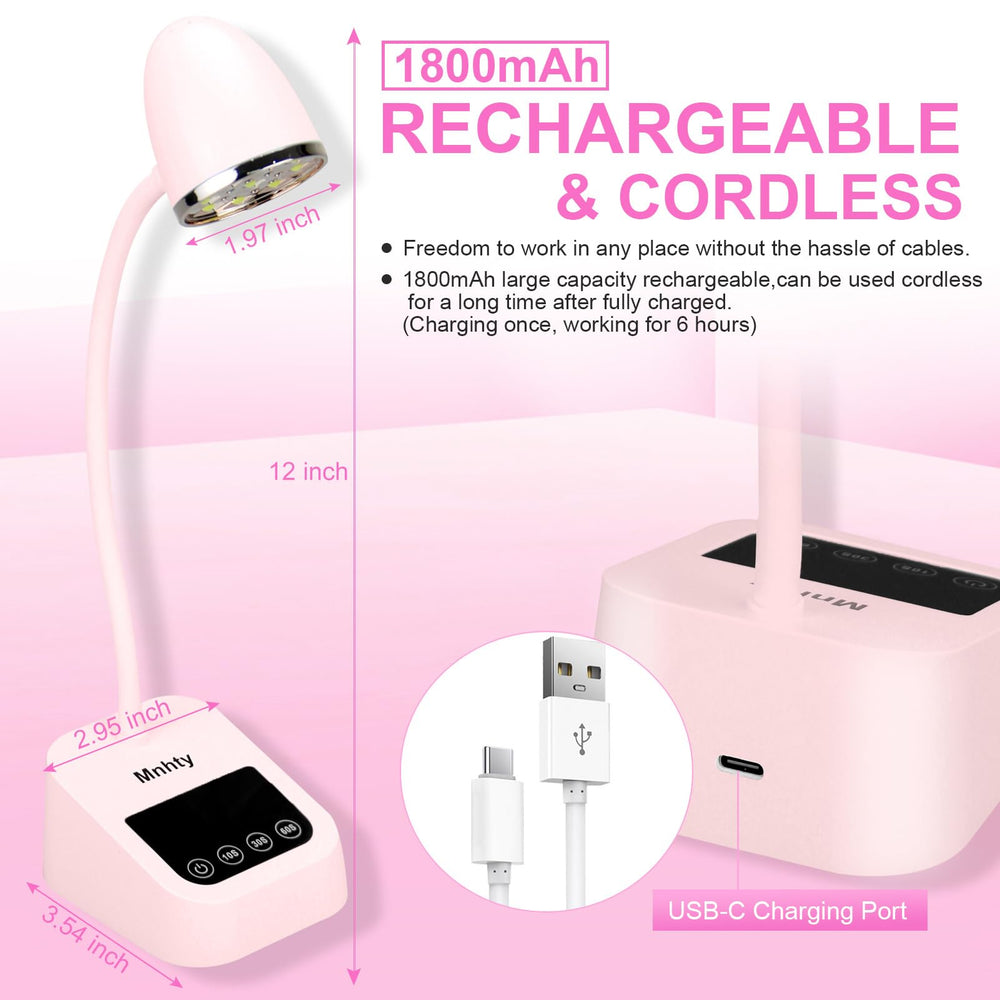 Mnhty nail lamp LCD display shows battery level and remaining time