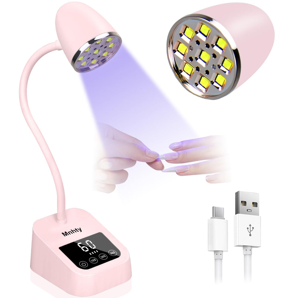 Mnhty U V LED nail lamp pink goose neck close-up for precise curing