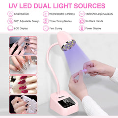 Mnhty UV LED nail lamp shows dual wavelength curing for faster results