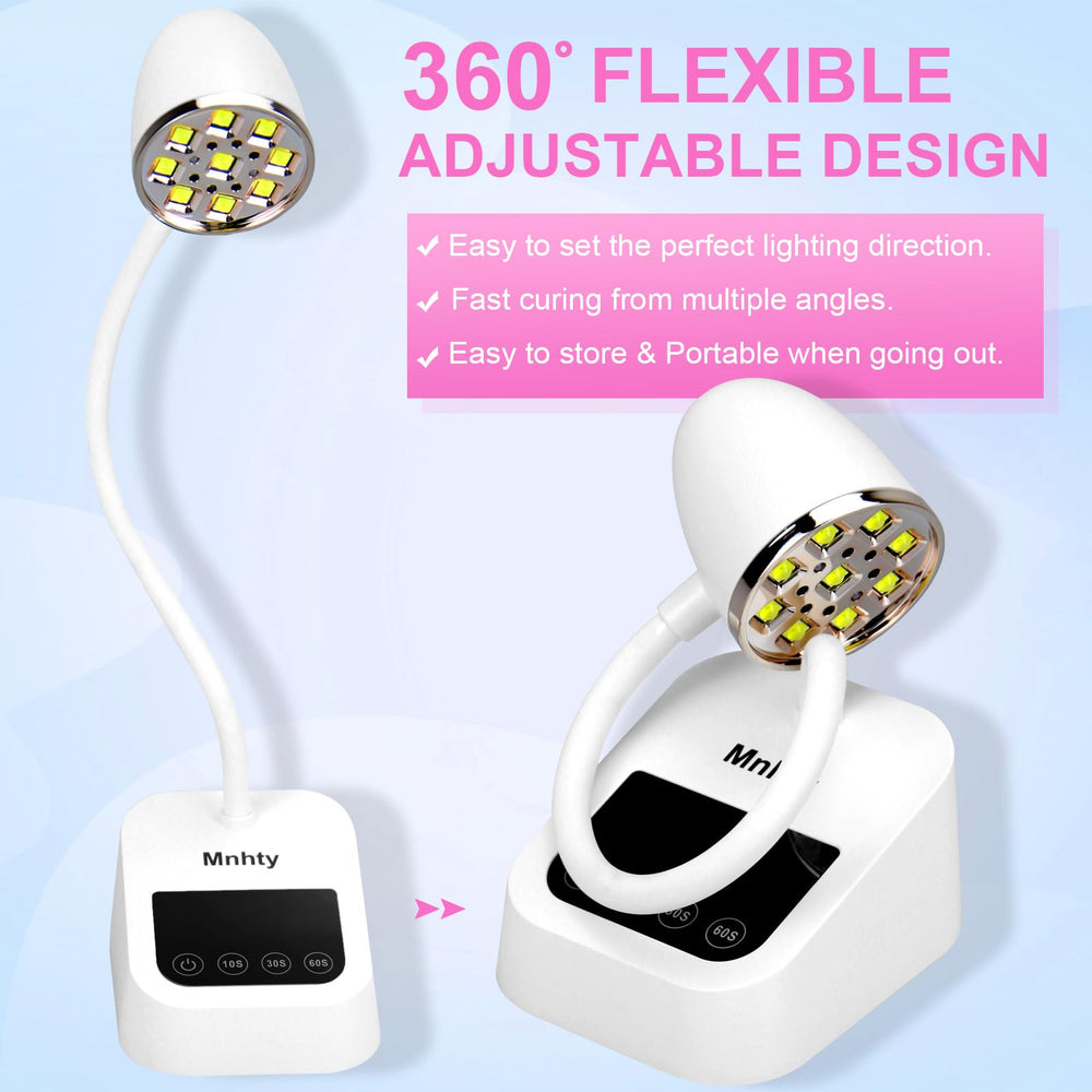 Mnhty cordless UV nail lamp with battery display for portable manicures