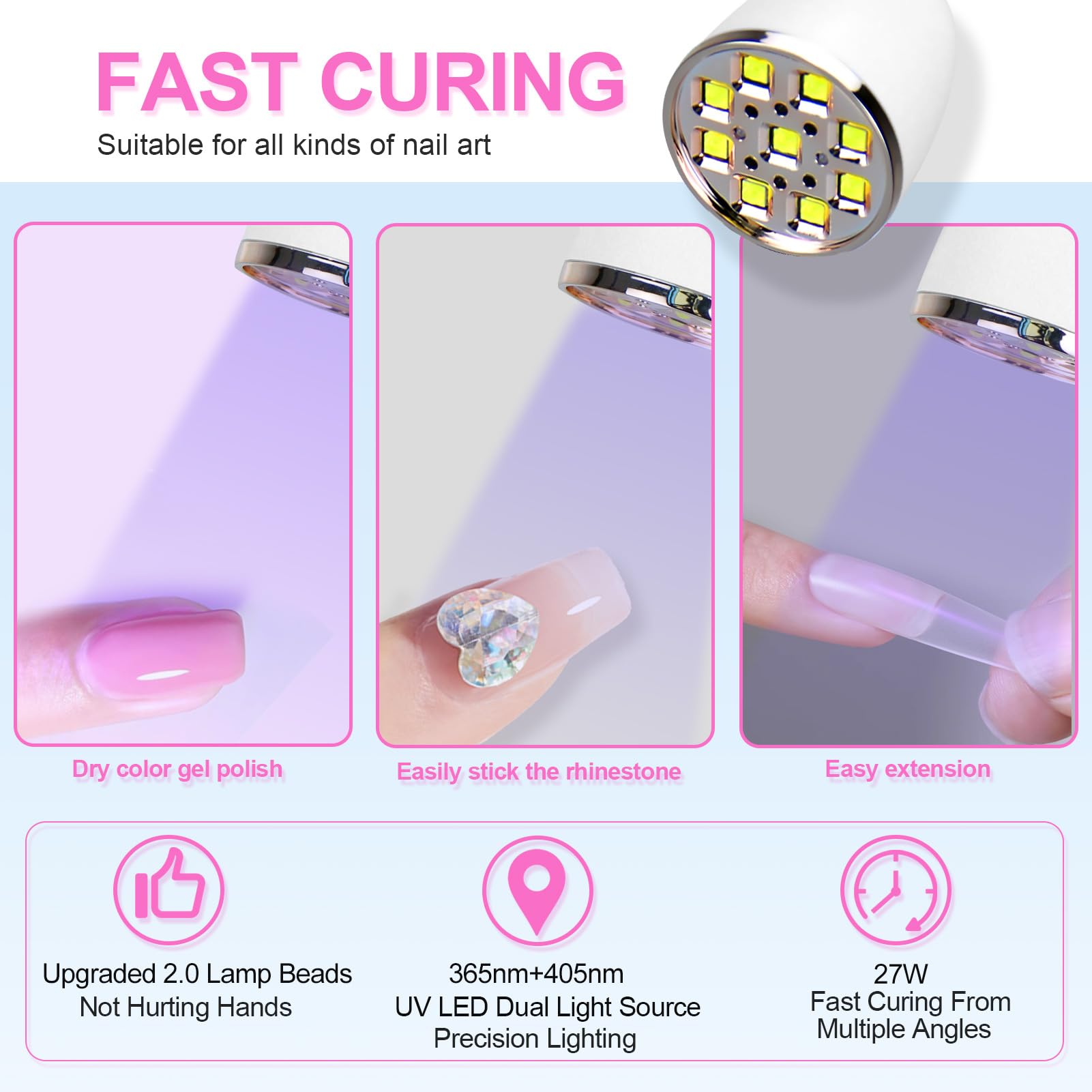 Mnhty UV nail lamp USB-C charging for quick power on the go
