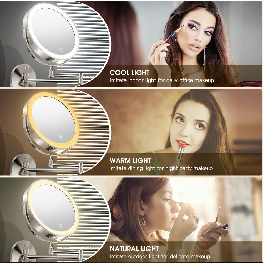 MNIENT double-sided 1x-10x magnification mirror showing detailed brow shaping.
