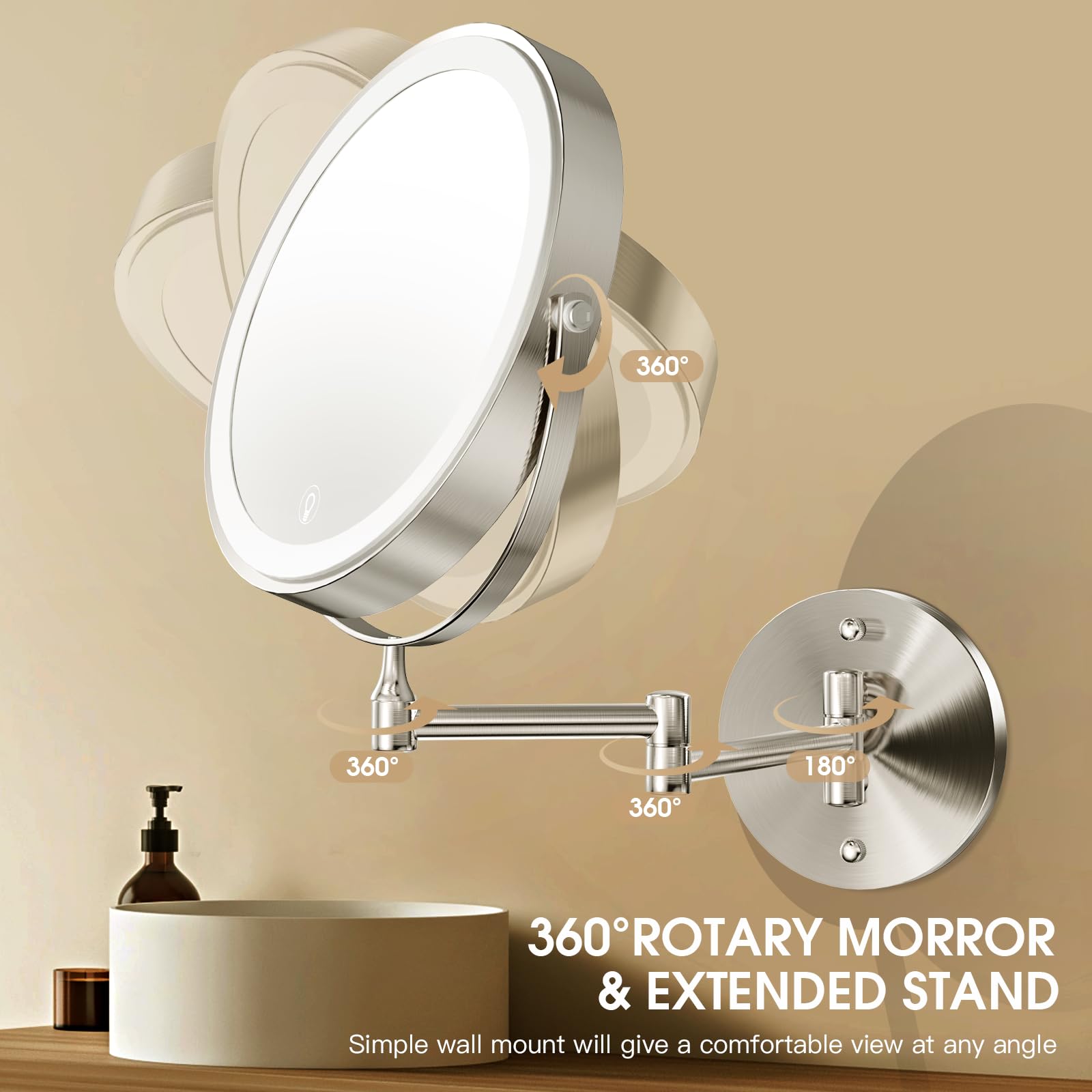 MNIENT rustproof silver-plated finish keeps mirror looking new in moisture-prone spaces.