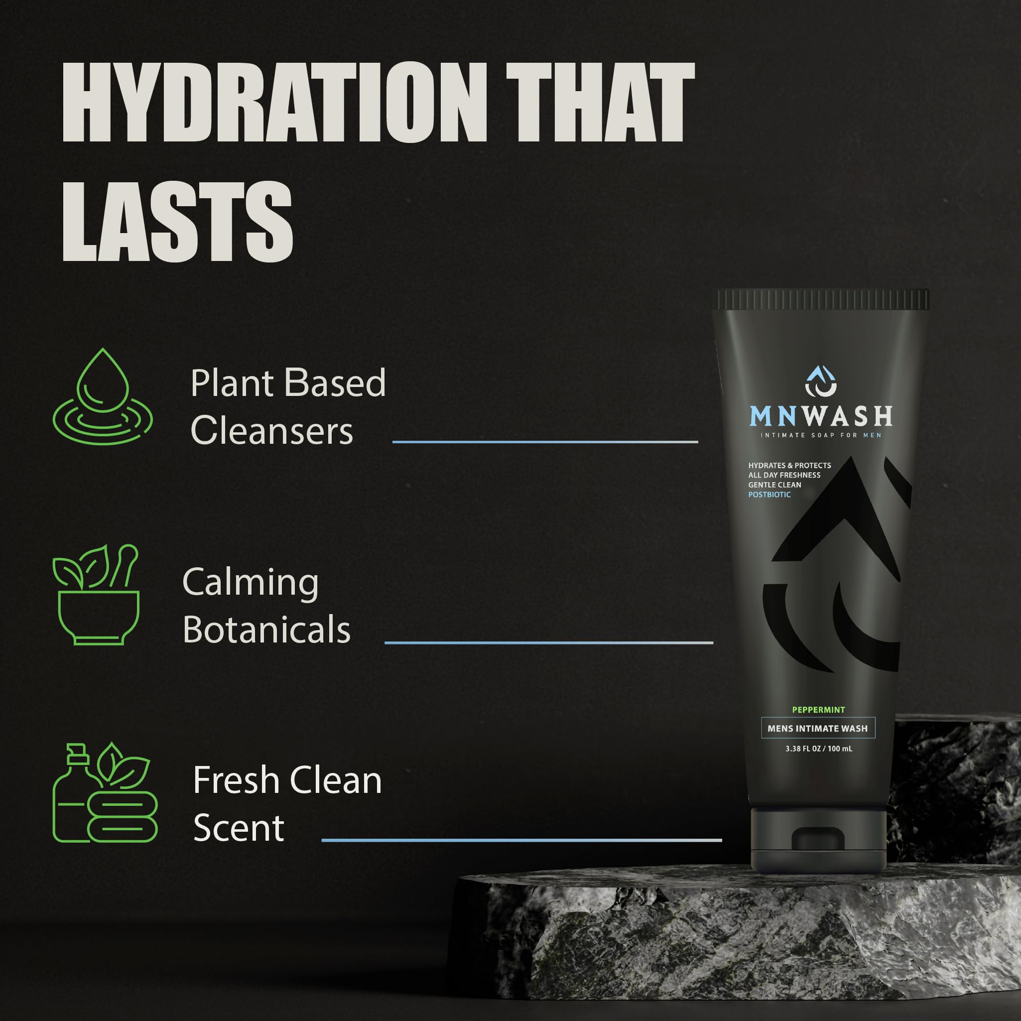 MNWASH peppermint-oil scent provides natural invigoration and freshness.