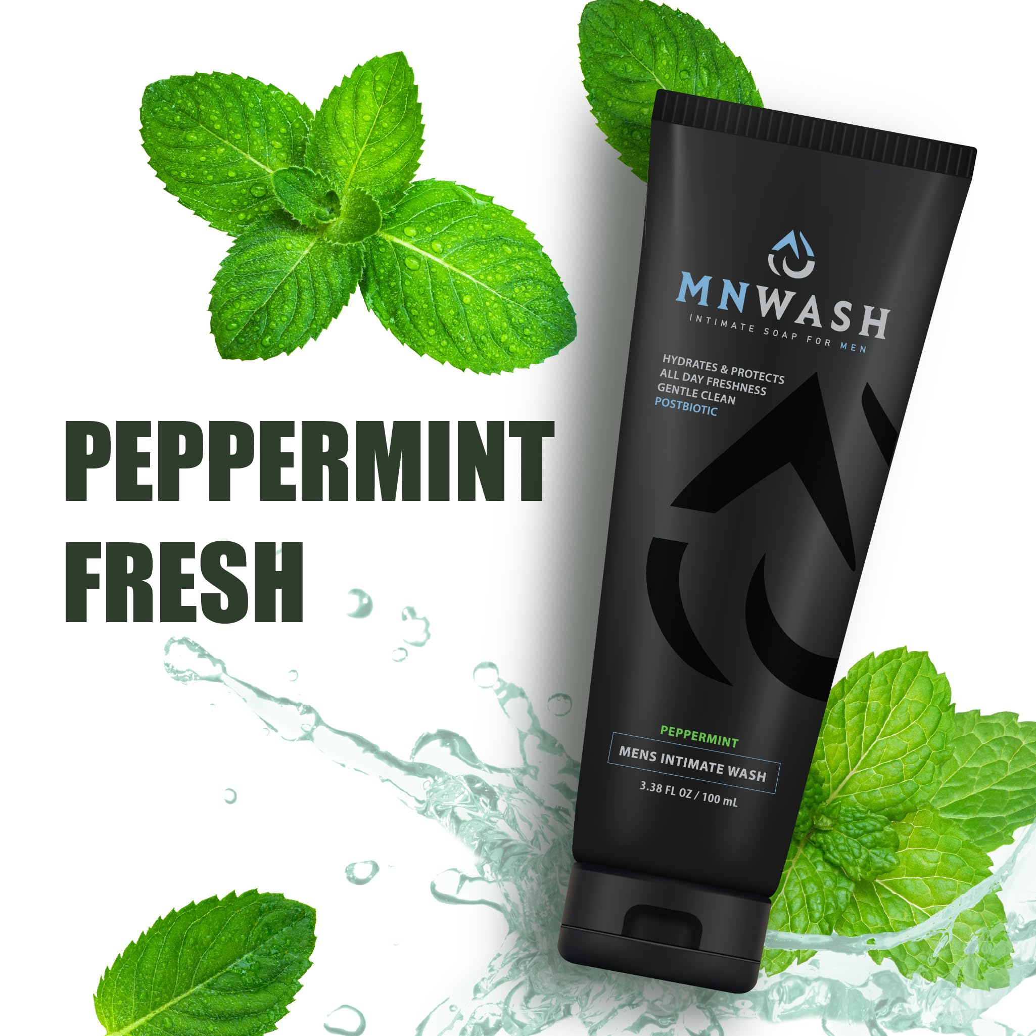MNWASH vegan-crueltyfree icon accompanies 3.38 fl oz packaging.