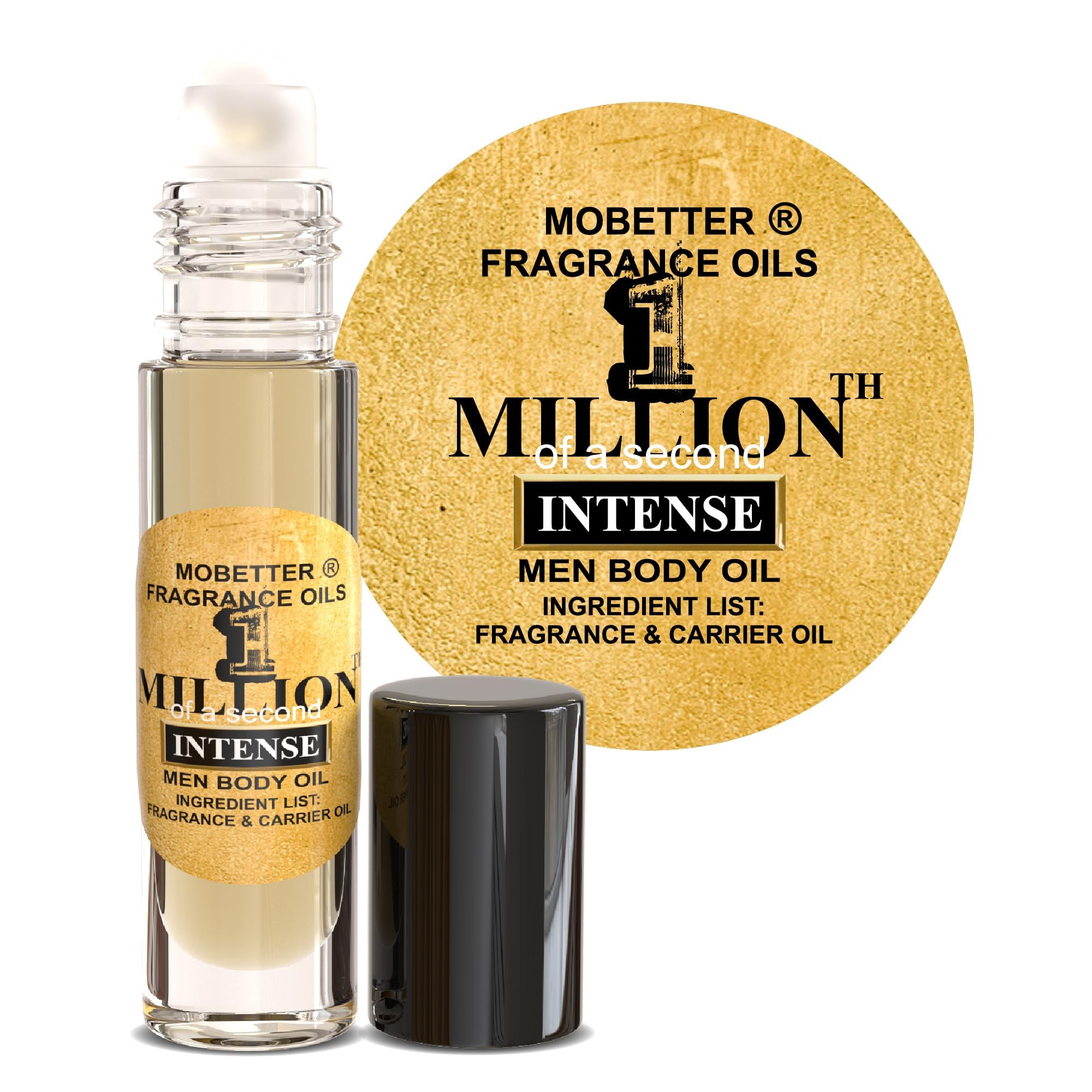 MOBETTER FRAGRANCE OILS 1 Millionth Intense roll-on bottle for all-day masculine scent.