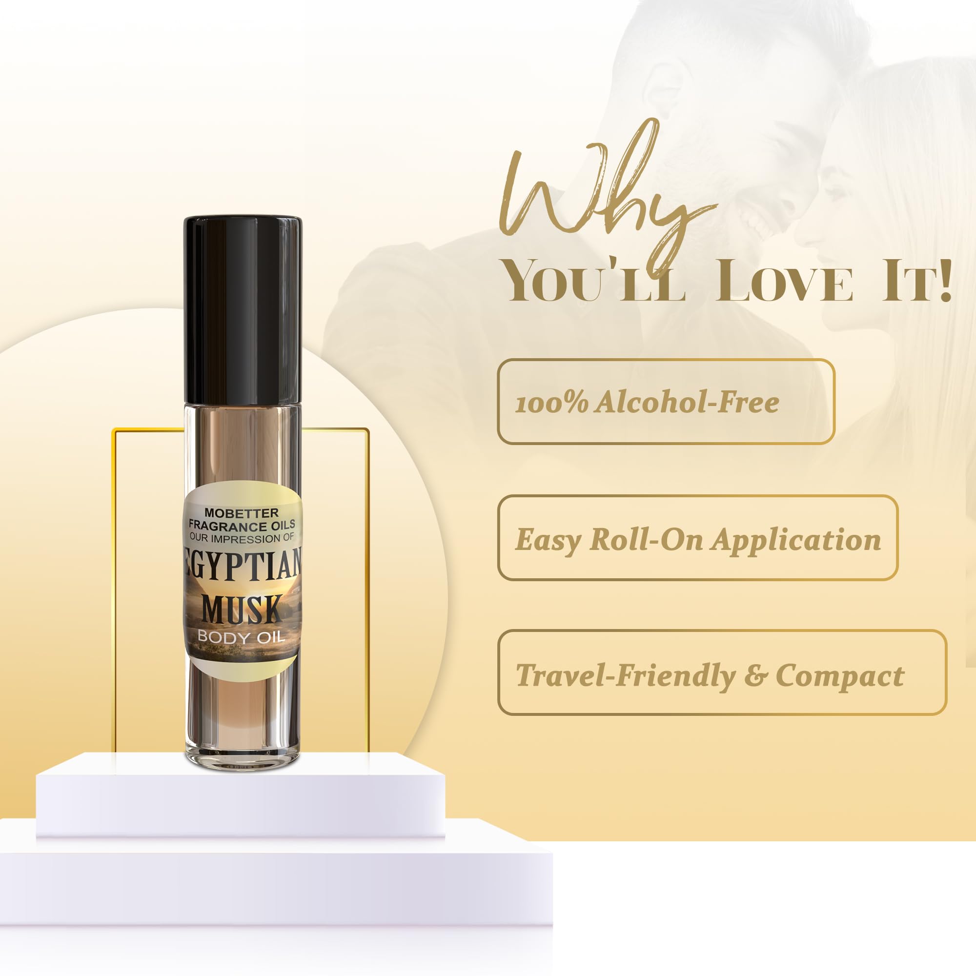 MoBetter Fragrance Oils Egyptian Musk packaging image communicates compact travel-size convenience