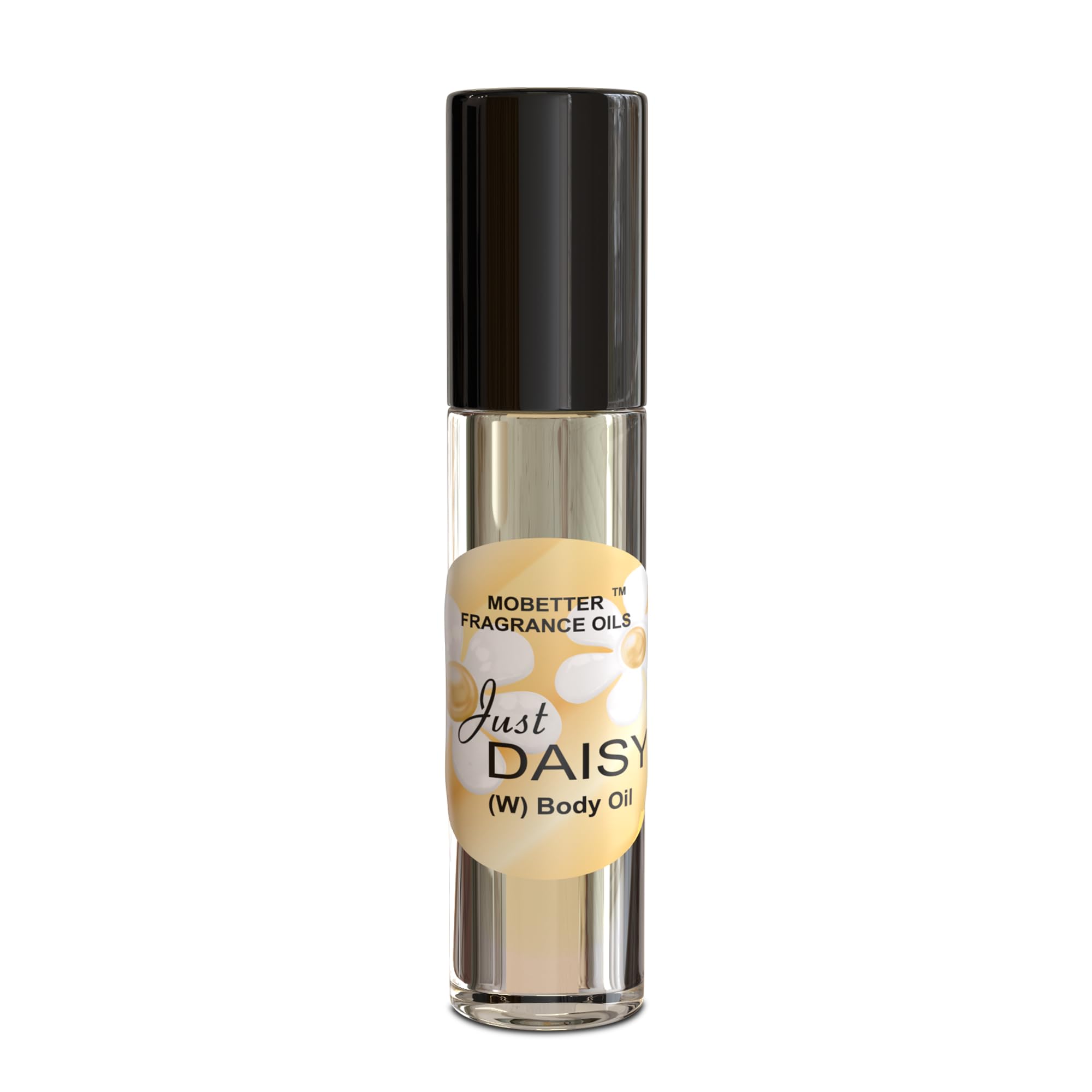 MOBETTER Just Daisy body oil roll-on closeup for on the go fragrance