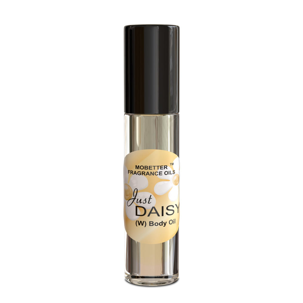 MOBETTER Just Daisy body oil roll-on closeup for on the go fragrance
