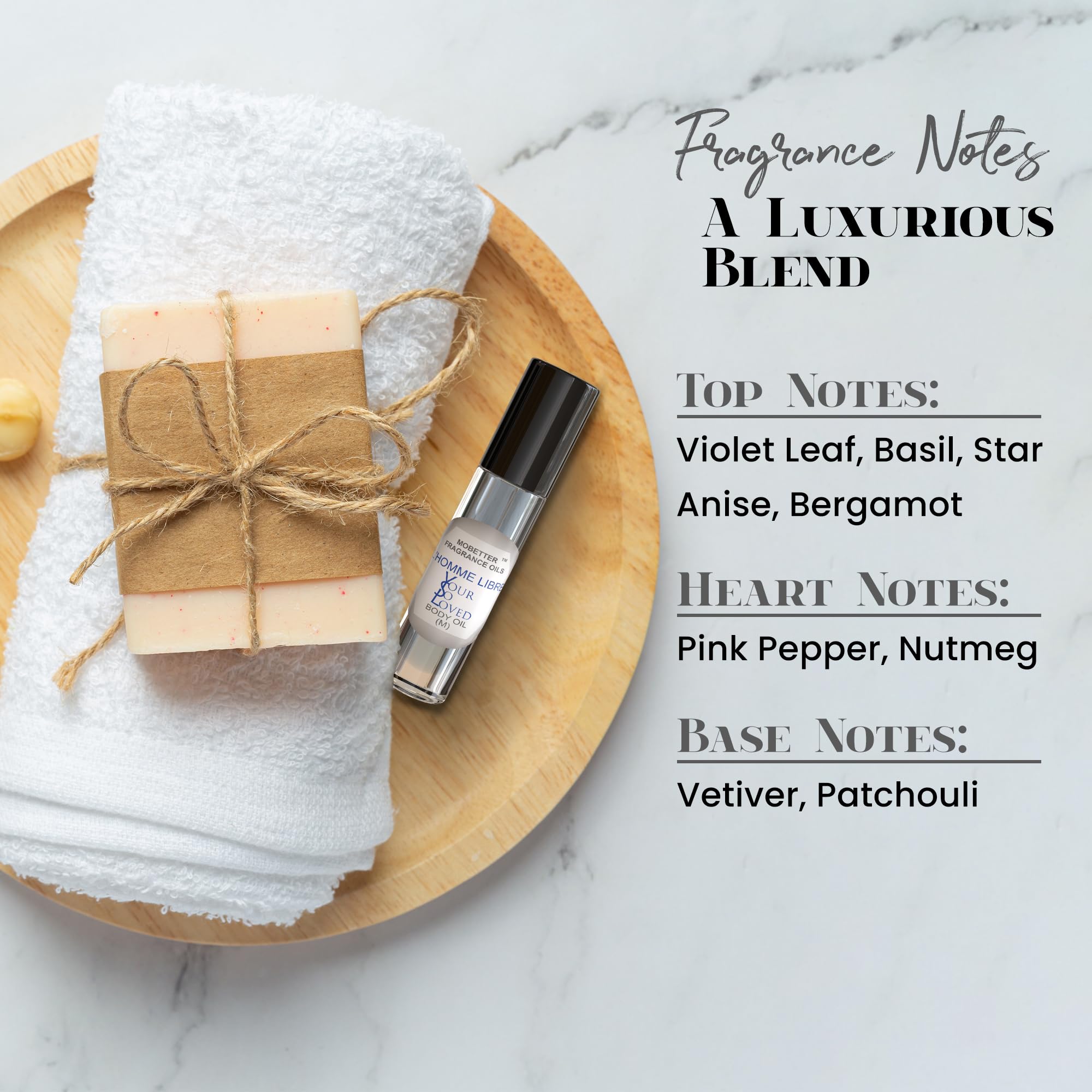 Apply L'Homme Libre to pulse points for aroma layering.