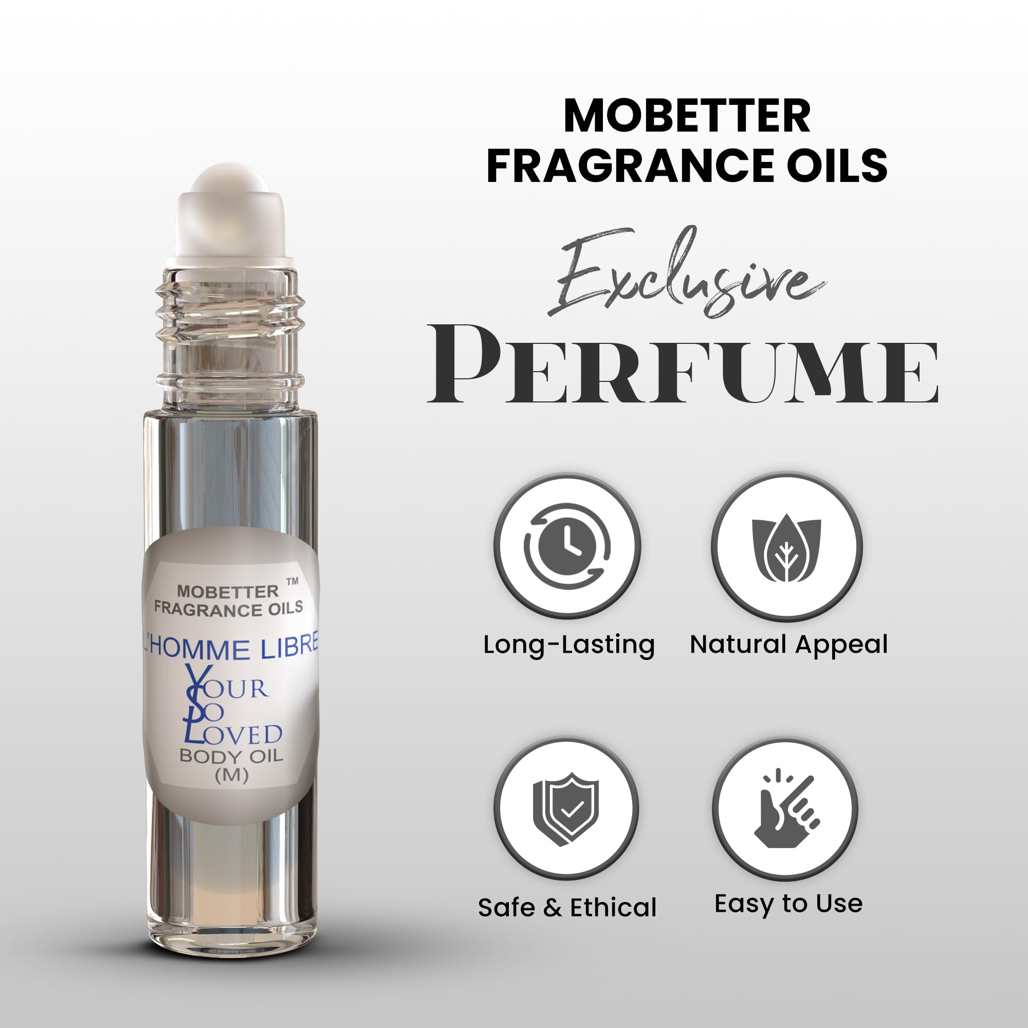 Compact packaging for travel-friendly L'Homme Libre fragrance oil.