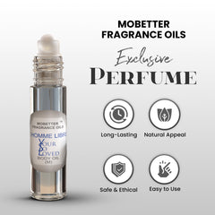 Compact packaging for travel-friendly L'Homme Libre fragrance oil.