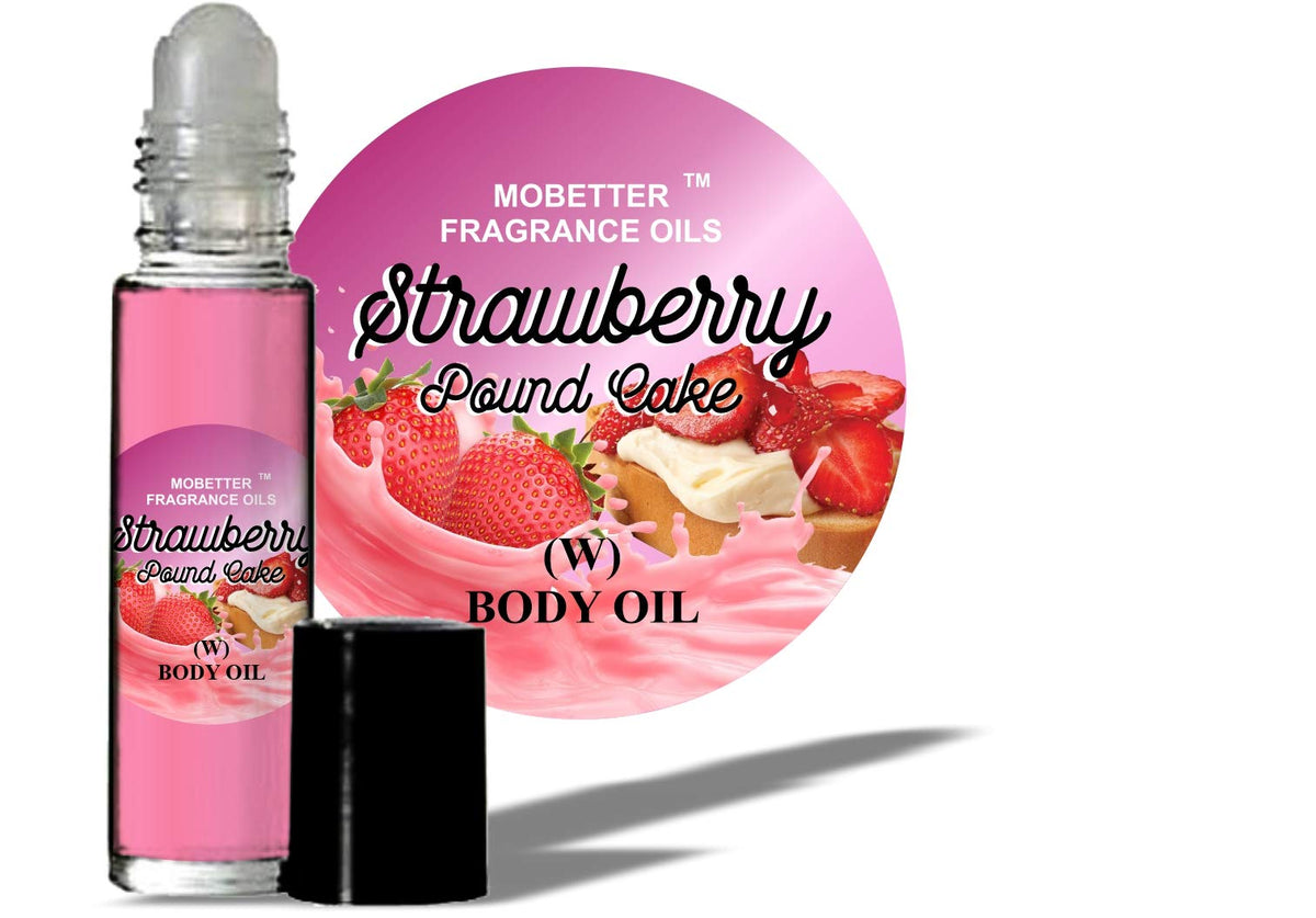 MOBETTER Fragrance Oils Strawberry Pound Cake bottle for all-day wear.