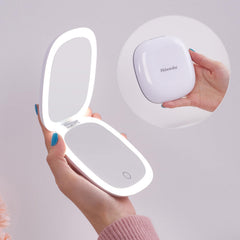 Mocado Compact LED magnifying mirror with 1X and 10X views for makeup accuracy on the go