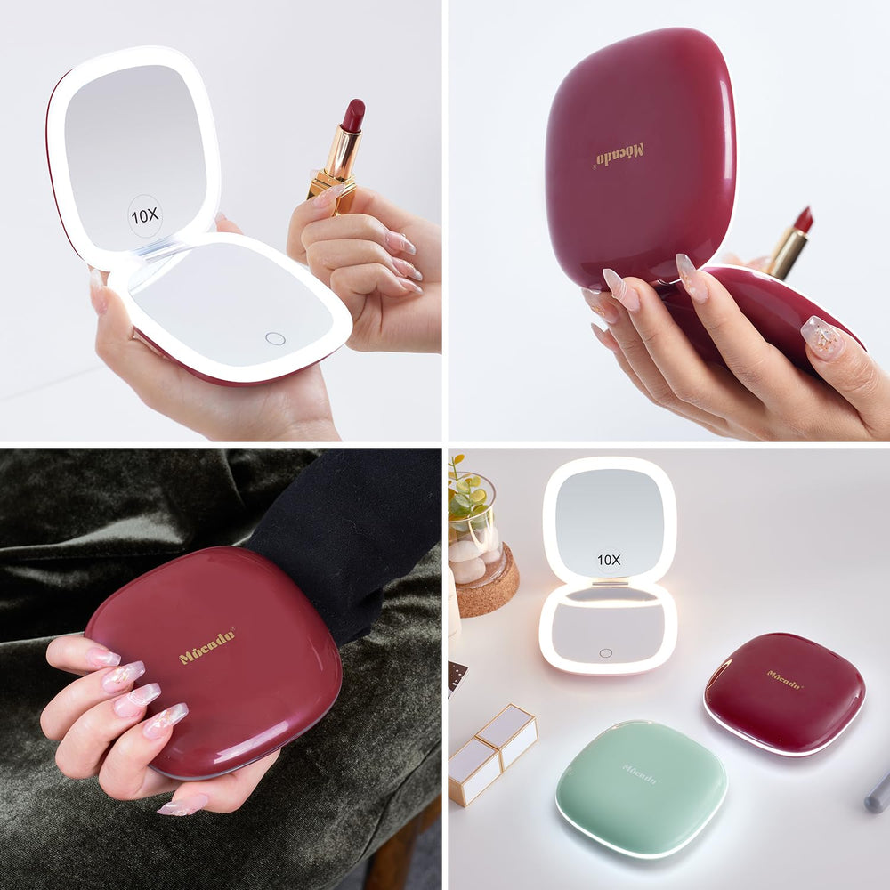 Mocado compact LED travel mirror 1x makeup check offers daylight-like visibility for overall looks