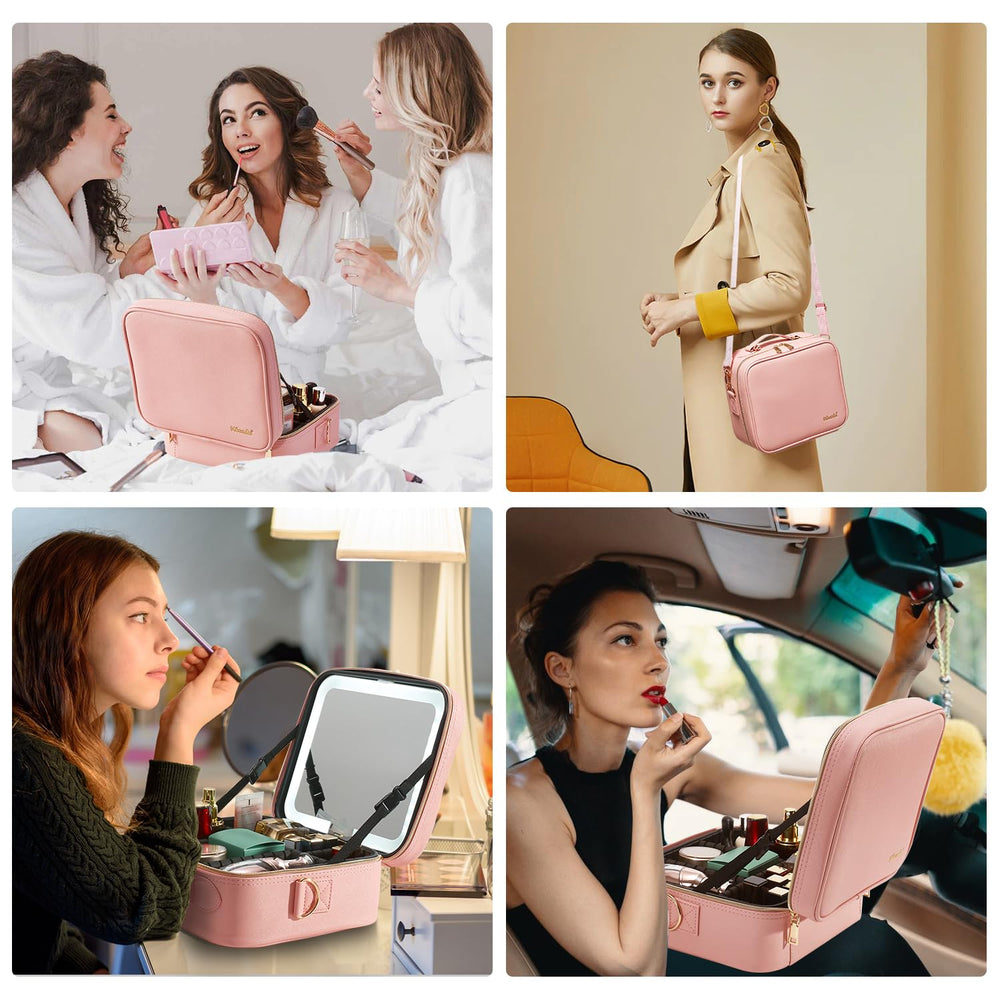 Mocado travel case with ergonomic handle and luggage strap for portability.