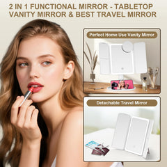 Mocado makeup mirror three light modes demonstrates adjustable lighting for natural to warm tones
