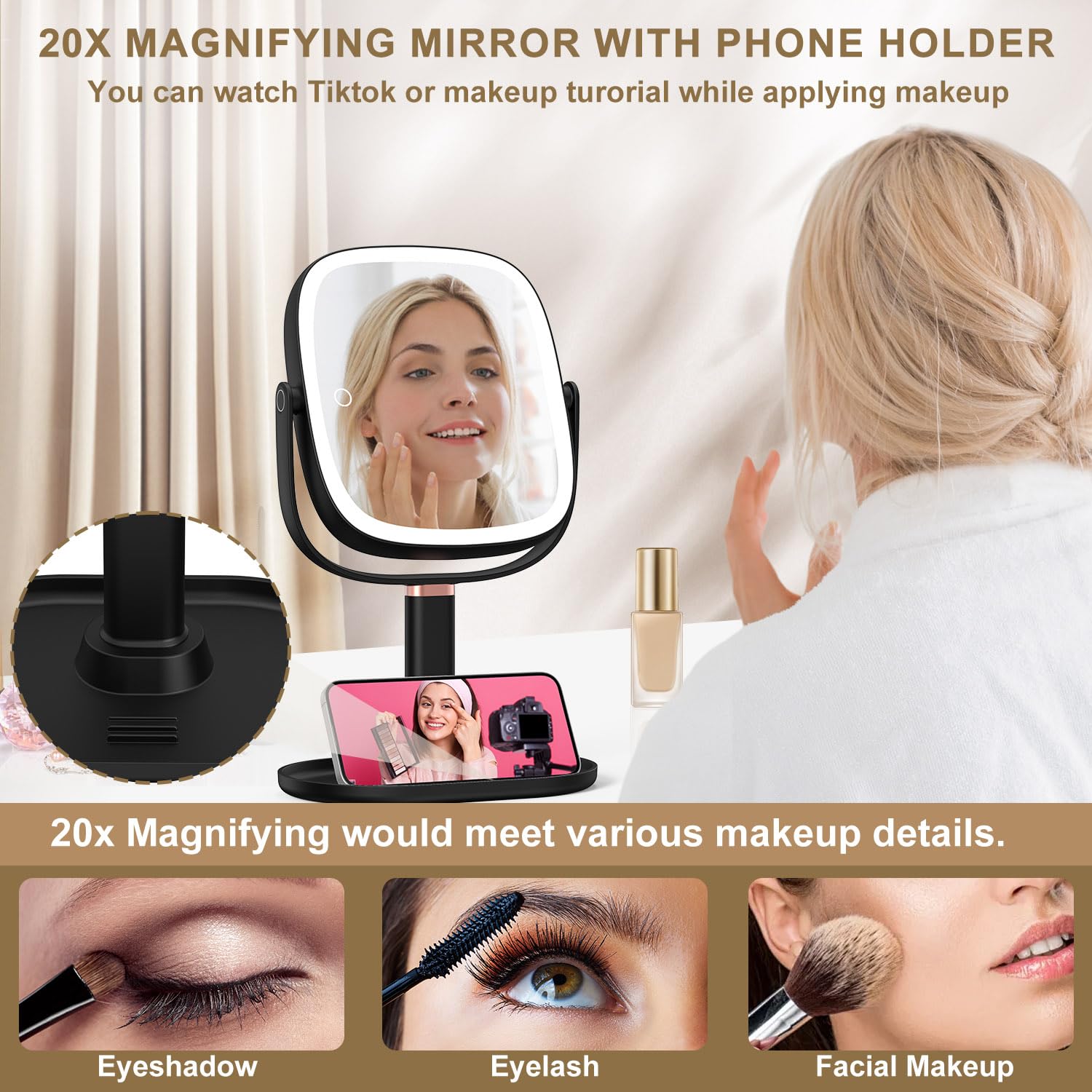 Mocado mirror demonstrates 360° rotation for versatile viewing angles