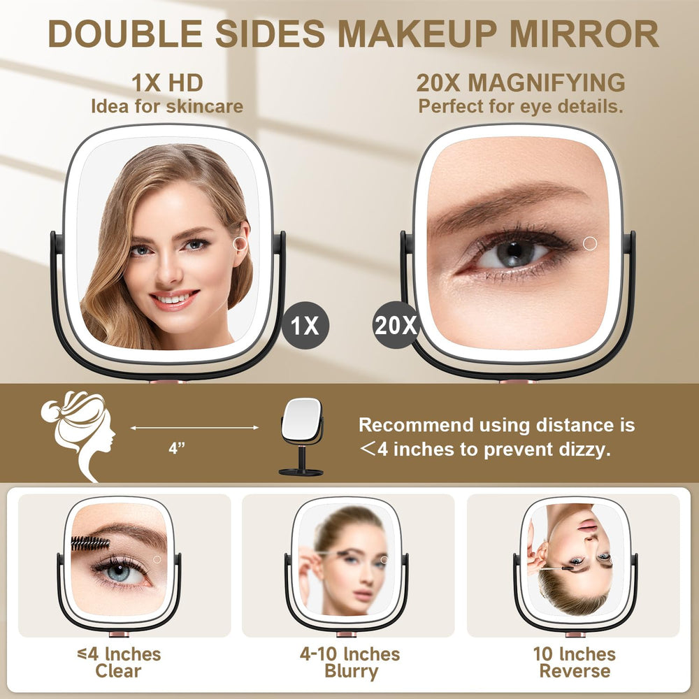Mocado mirror with brightness control for soft to bright illumination
