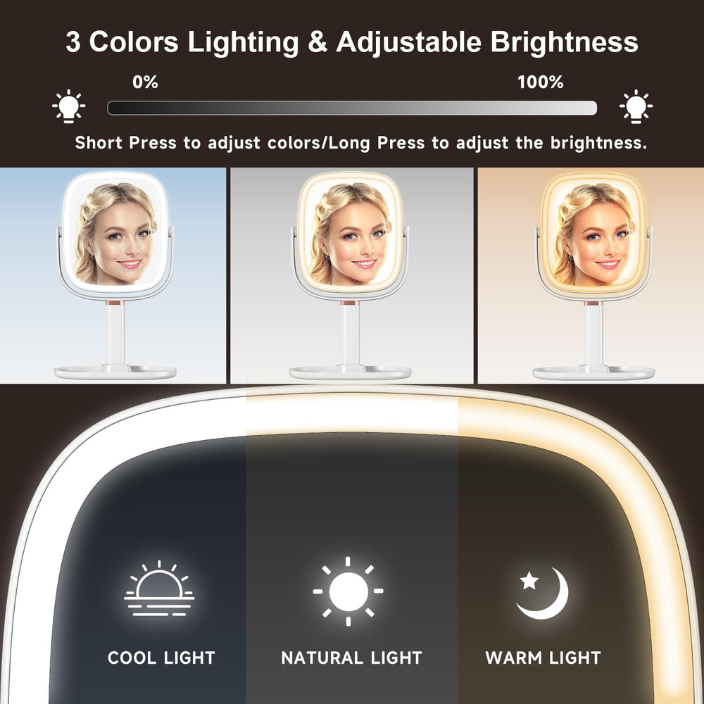 Mocado makeup mirror height adjustable to suit different desks.