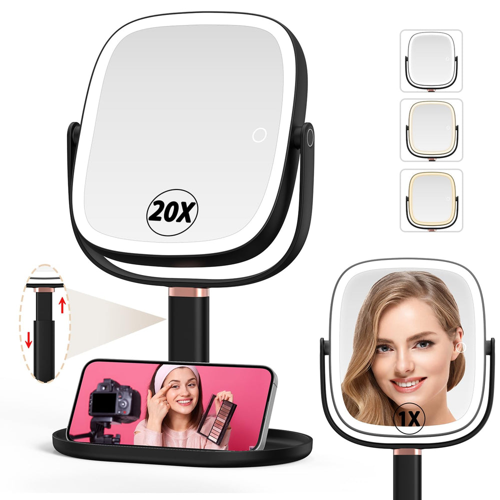 Mocado makeup mirror with 1x and 20x magnification for precise makeup detailing