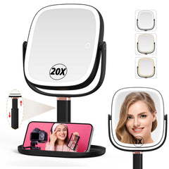Mocado makeup mirror with 1x and 20x magnification for precise makeup detailing
