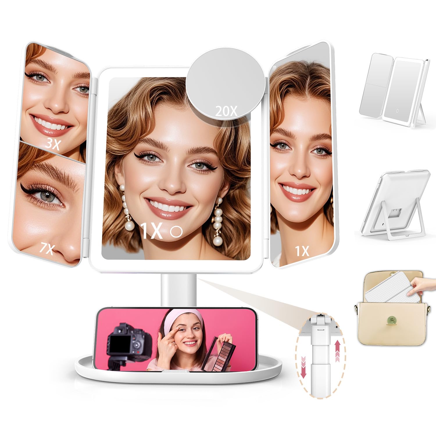 Mocado makeup mirror with lights full view for quick overall makeup checks