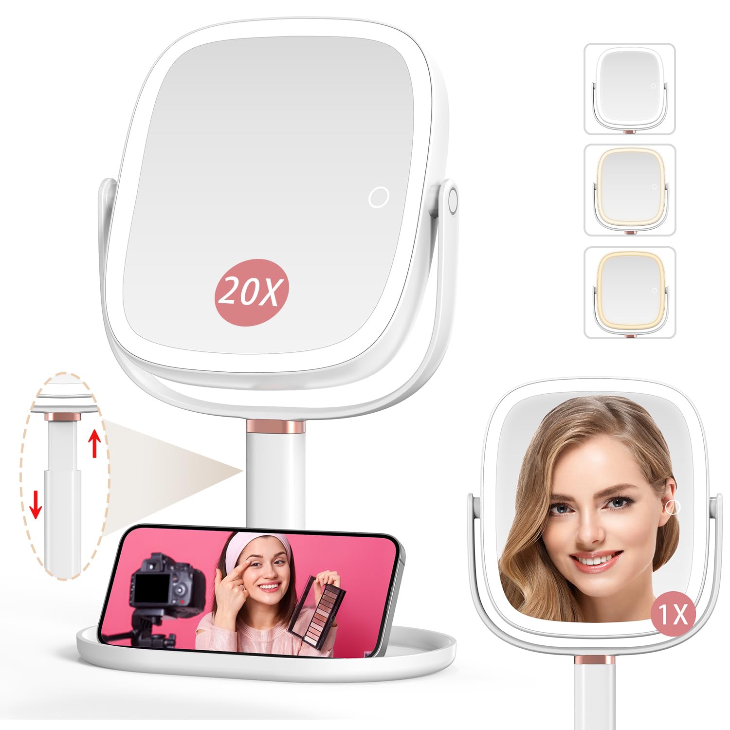 Mocado makeup mirror with lights provides even makeup illumination.