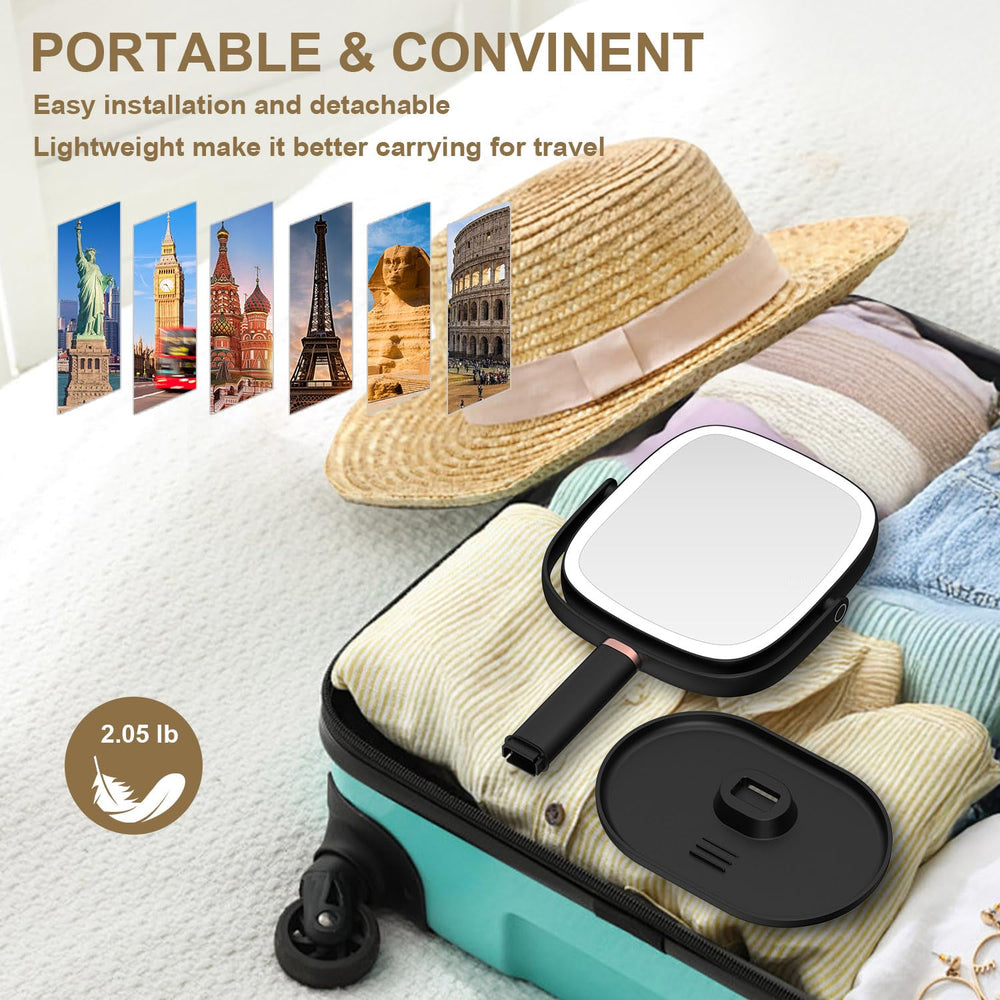 Mocado mirror with built-in phone holder for tutorials while applying makeup