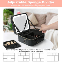 Mocado travel makeup bag 10x magnifier assists precise grooming with bright illumination.