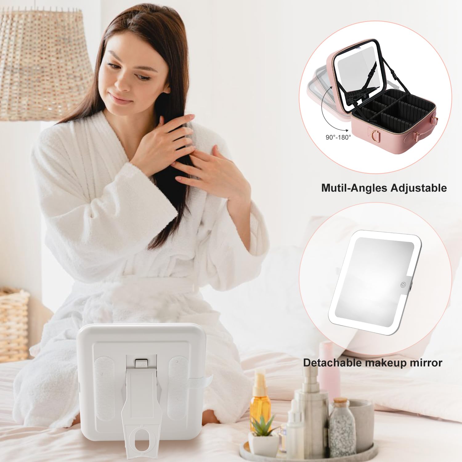 Mocado adjustable dividers inside travel makeup bag for flexible storage