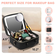 Mocado travel makeup bag mirror provides bright, adjustable lighting for precise touchups.