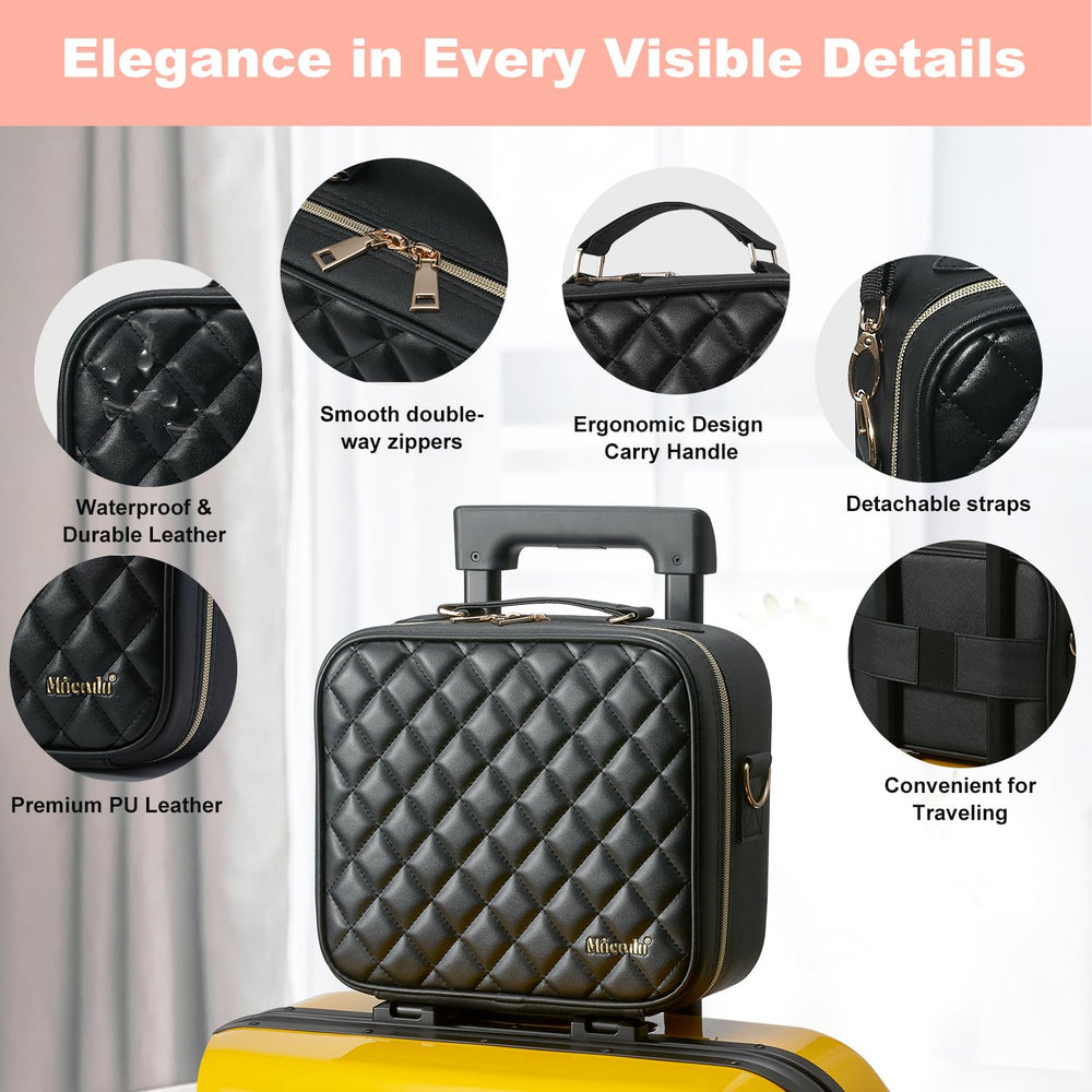 Mocado travel makeup bag rechargeable battery powers the LED light for extended sessions.