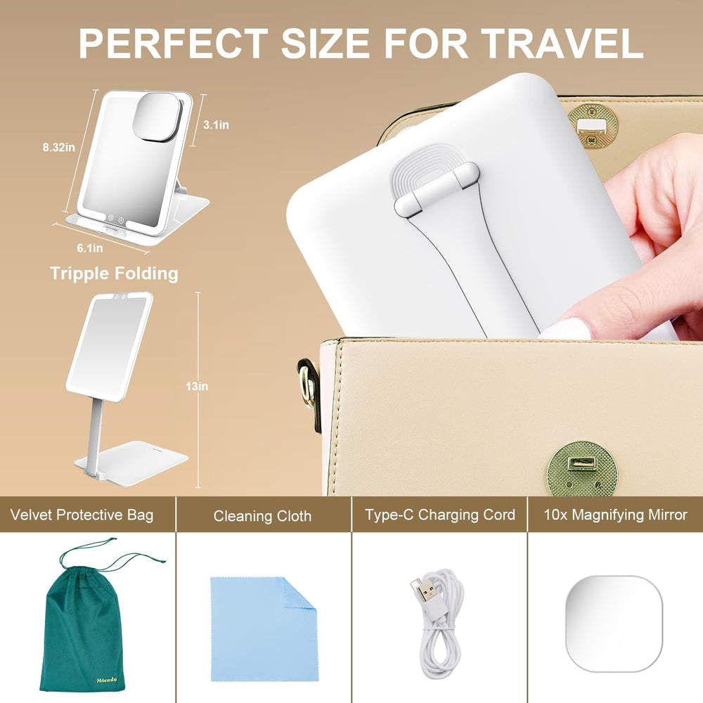 Mocado travel makeup mirror 1500mAh battery supports long styling sessions