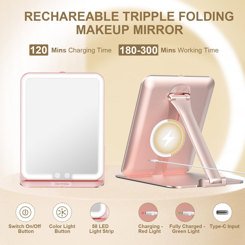 Mocado travel makeup mirror light 58 LEDs for bright adjustable illumination