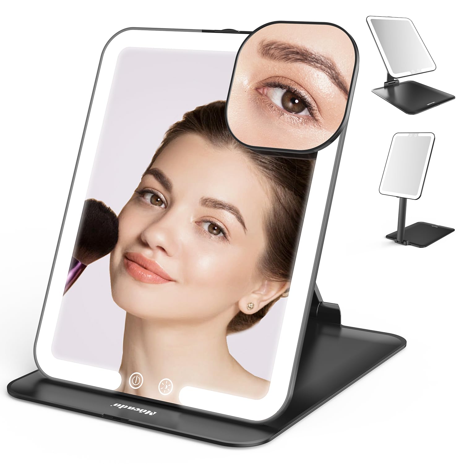 Mocado travel makeup mirror with light front view for precise makeup on the go.