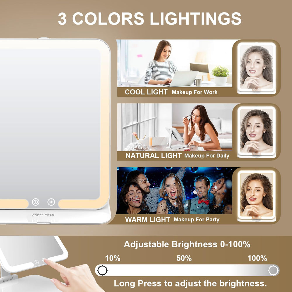 Mocado travel makeup mirror three color lighting modes for ambience