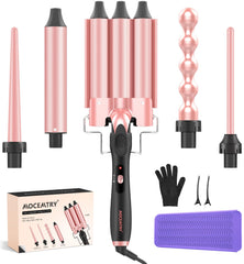MOCEMTRY 5-in-1 curling wand set full kit enables versatile styling.