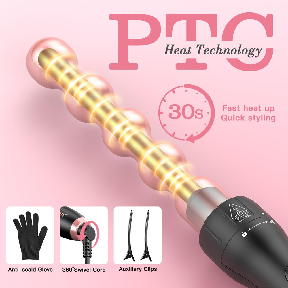MOCEMTRY ceramic barrels close-up for smooth frizz control.