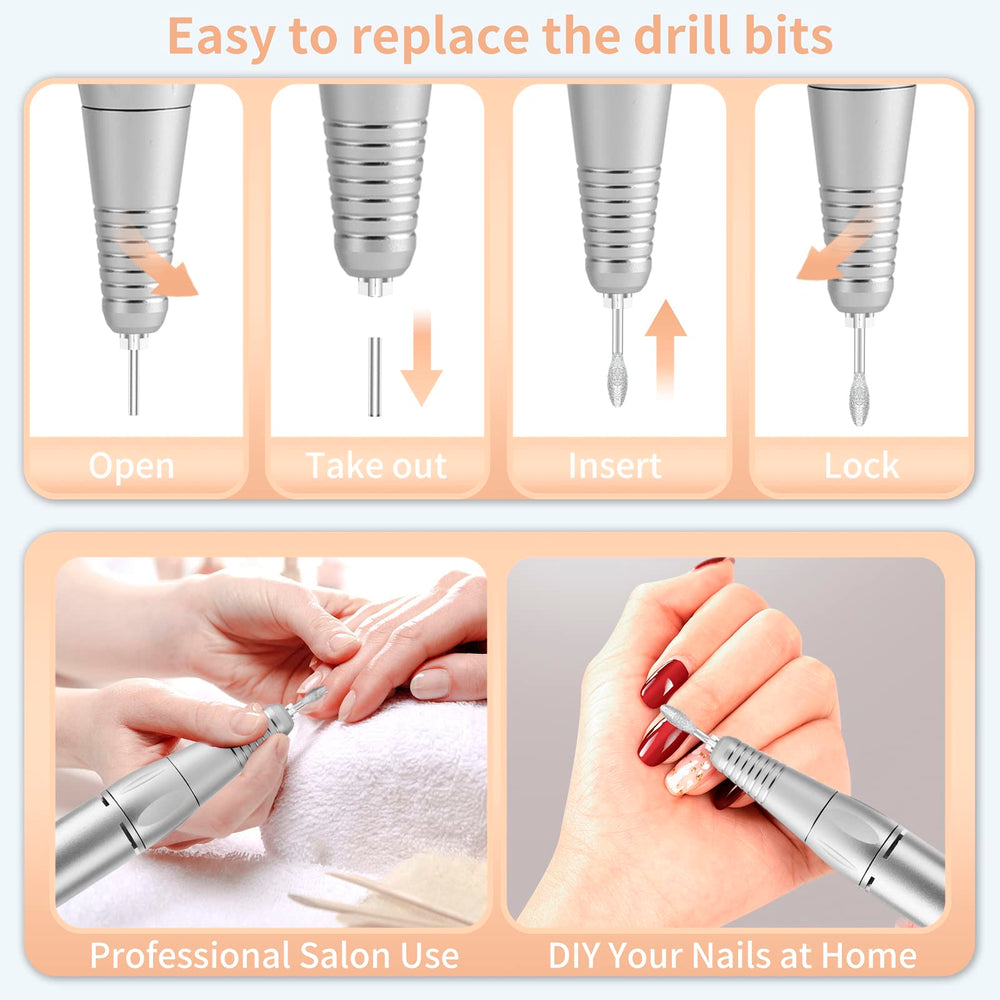 MOCOWIND 7-bit kit and 6 sanding bands ideal for grinding, polishing, and cuticle work.