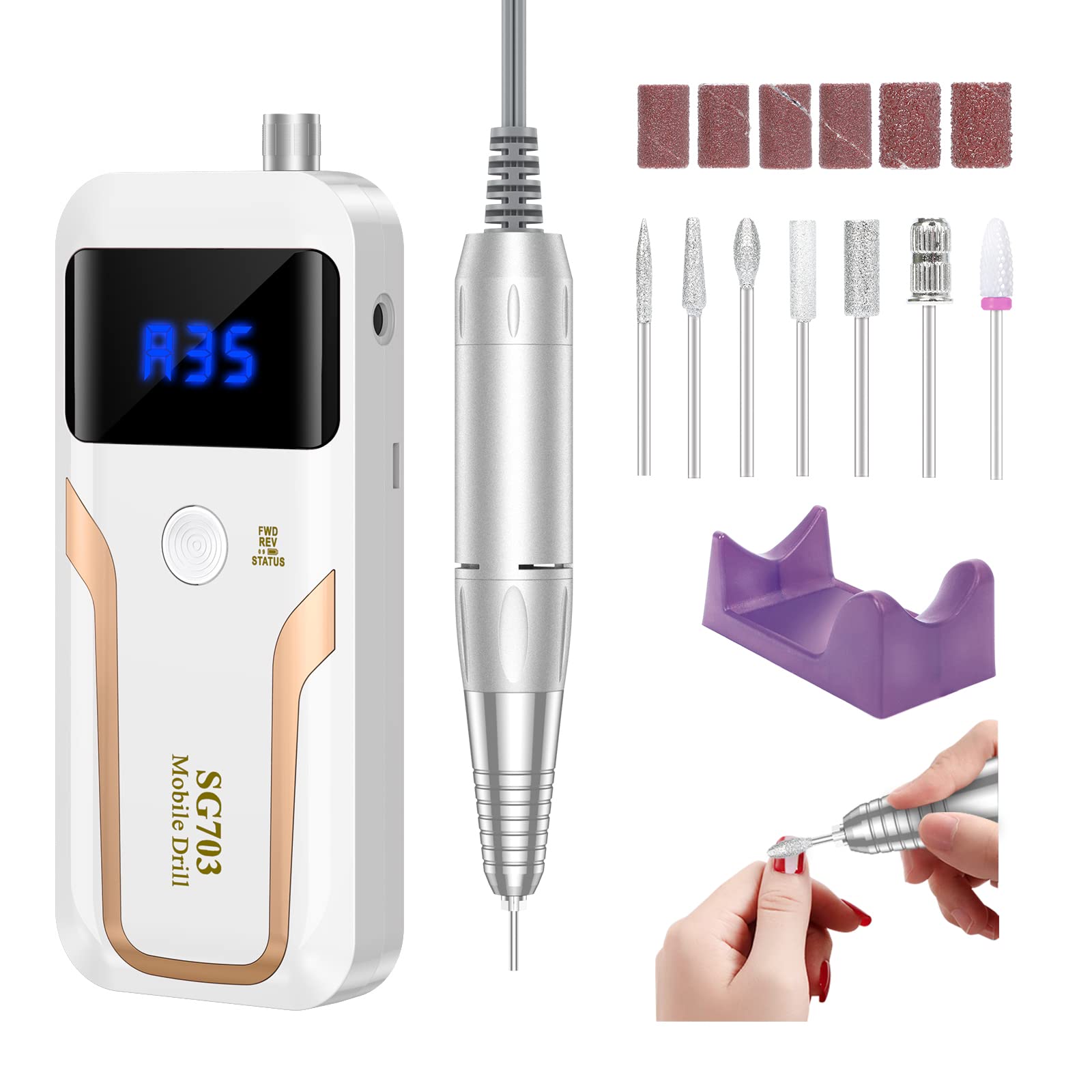 MOCOWIND nail drill front view for professional use and home manicures.