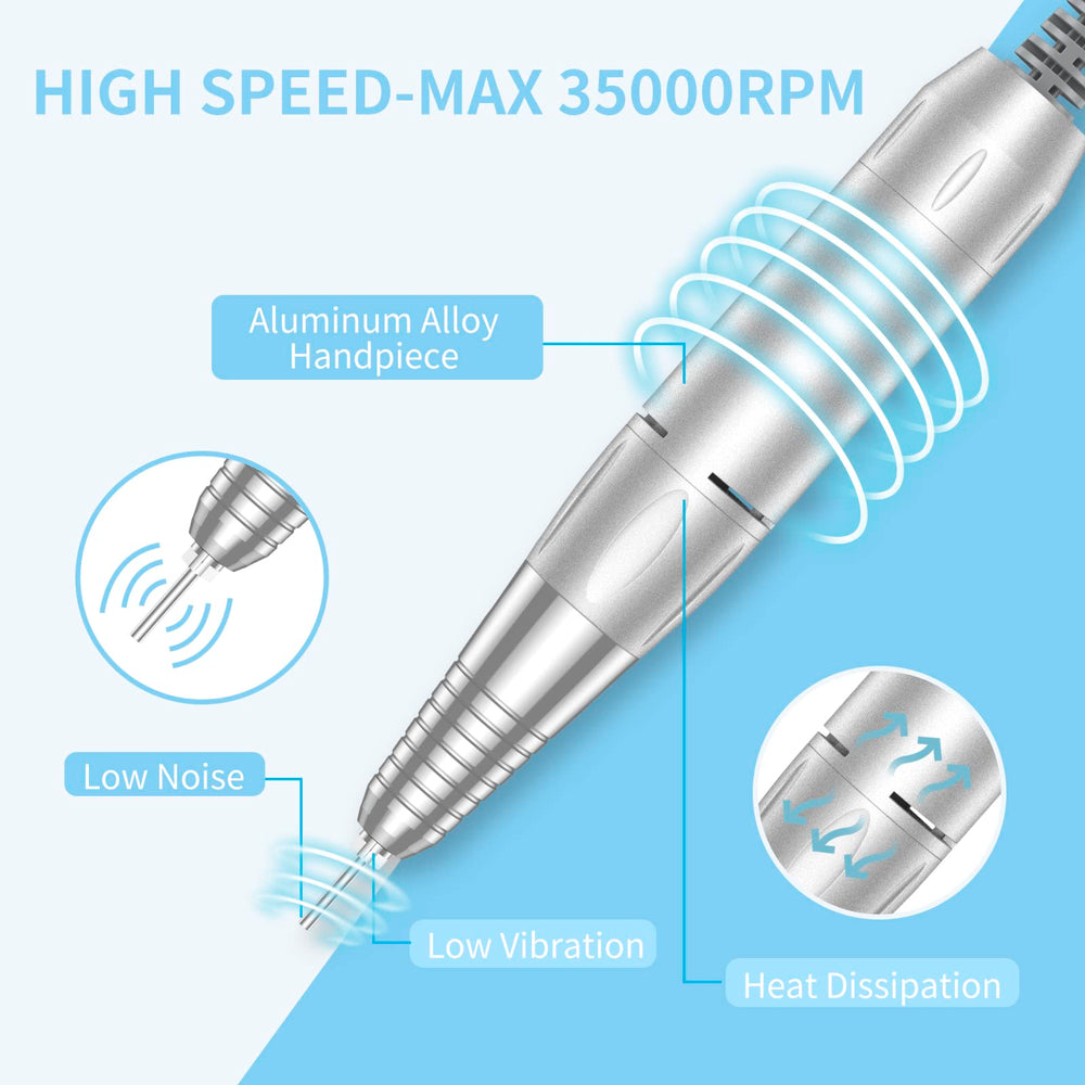 MOCOWIND nail drill LCD display helps track speed and direction easily.