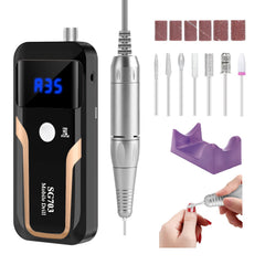 MOCOWIND portable nail drill 35000rpm for precise acrylic shaping during manicure.