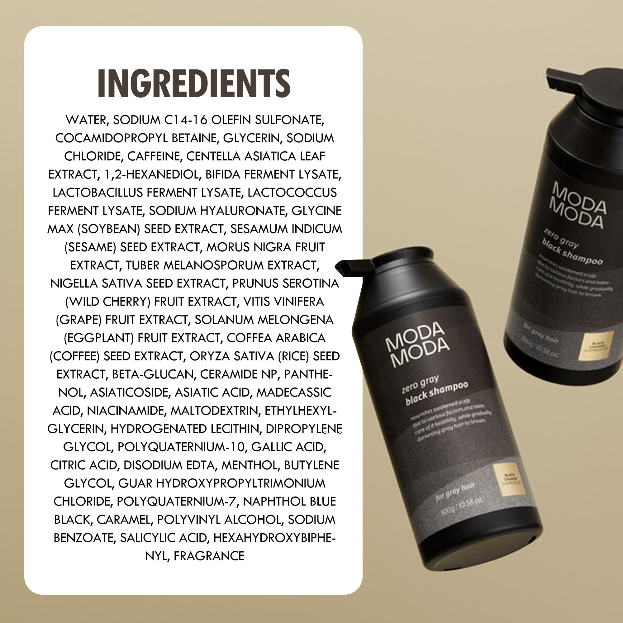 MODA MODA Zero Gray Black Shampoo bathroom scene implies daily use routine.