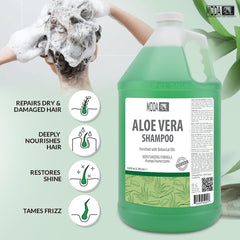 MODA Moisturizing Shampoo pour action demonstrates easy, even application from roots to tips