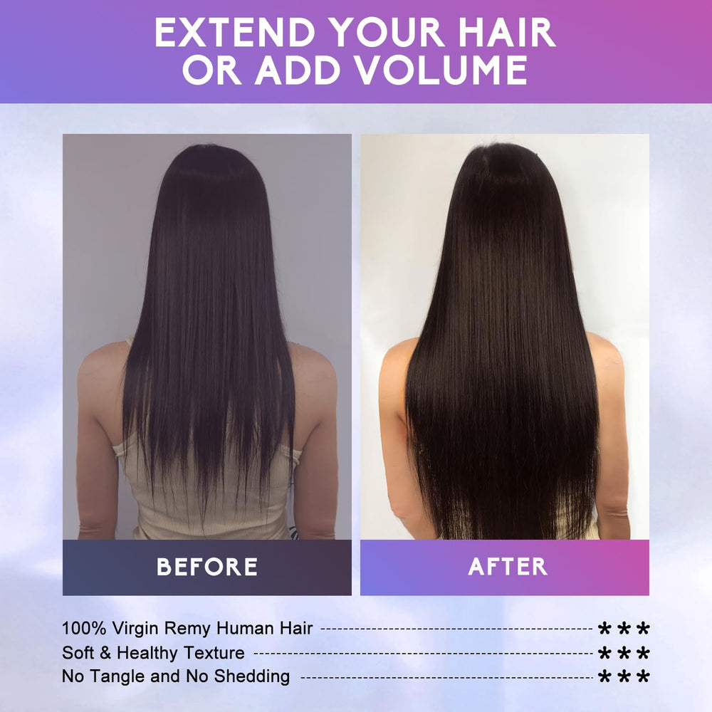 ZNXDJXE Model wearing dark brown clip-in extensions showcases color match and easy styling