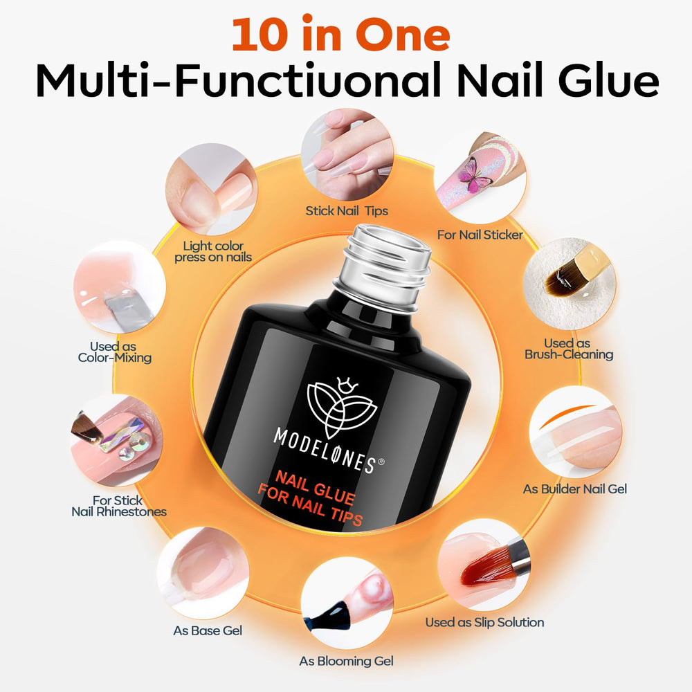 modelones 10-in-1 nail glue and dehydrator supports durable adhesion.