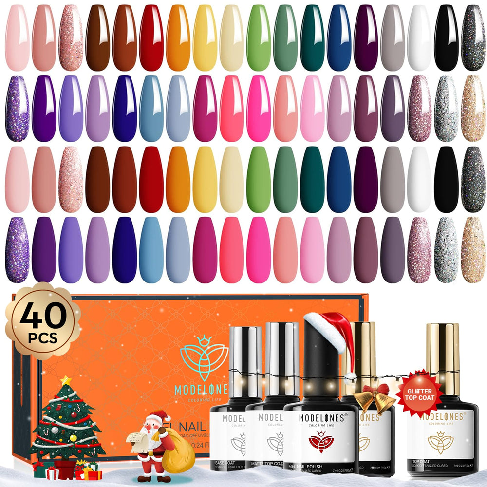 Modelones gel nail color swatches show 36-color range for DIY manicures.
