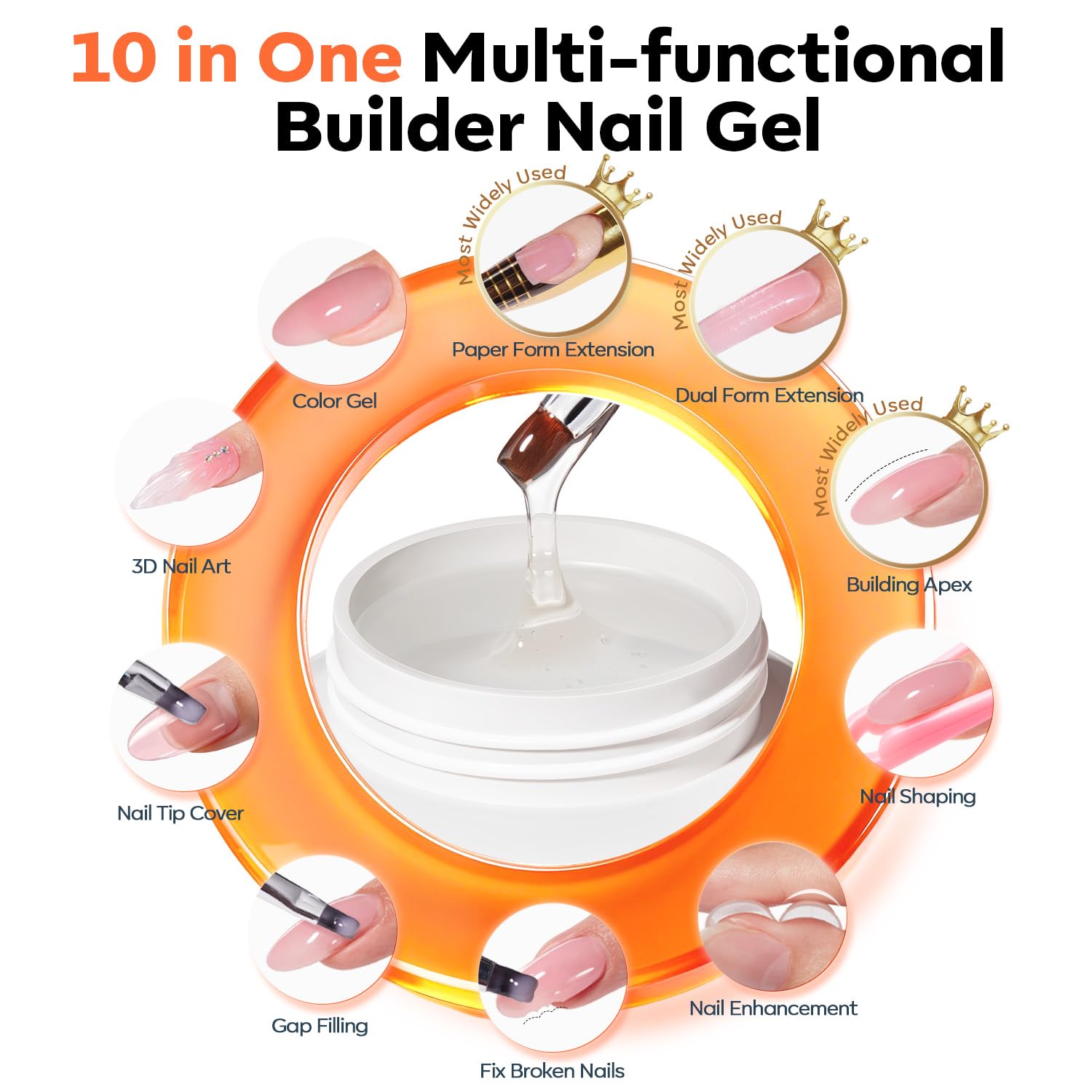 Modelones gel rosado proporciona soporte estructural con aspecto natural.